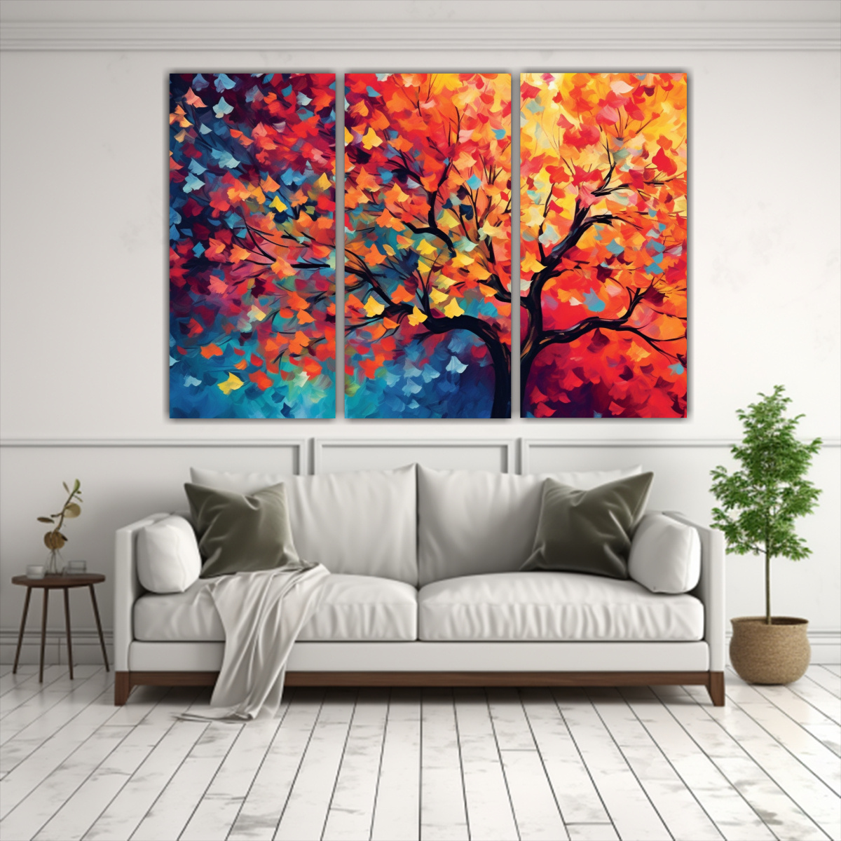 CUADRO PODEROSA DE ÁRBOL COLORIDO CON HOJAS 90X60 CM - 2