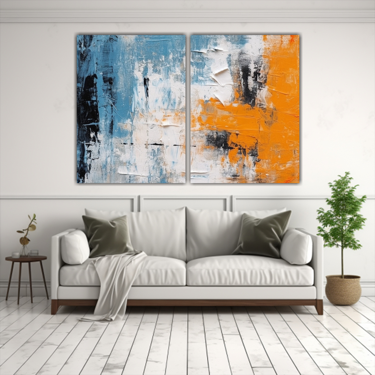CUADROS VENTA ABSTRACTO NARANJA AZUL MINIMALISTA 120X80 CM - 2