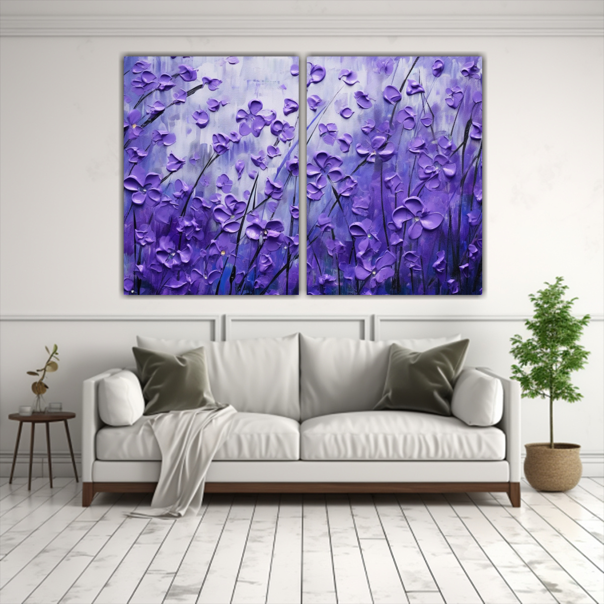 CUADRO CON 2 TELAS EN BASTIDOR TONOS MINIMALISTA 100X75 CM - 2