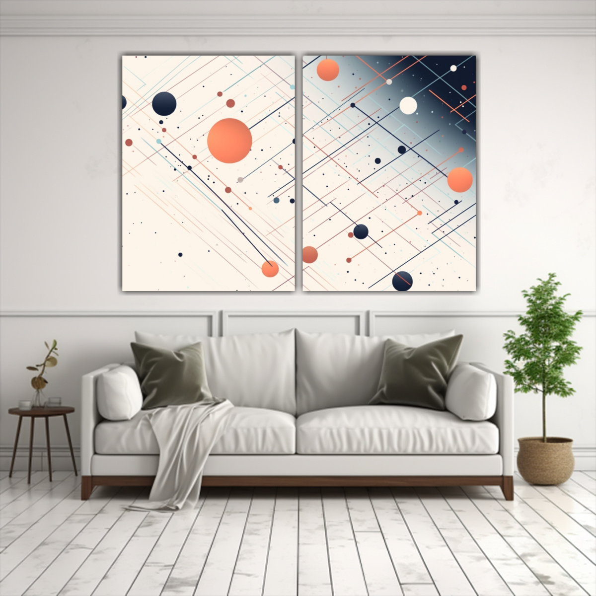 PINTURAS ABSTRACTAS CON LÍNEAS Y PUNTOS 40X30 CM - 2