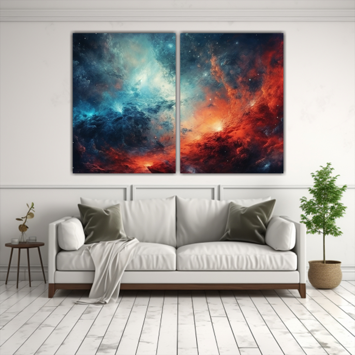 PINTURA EN BASTIDOR: GALAXIA Y ESTRELLAS EN 80X50 CM - 2