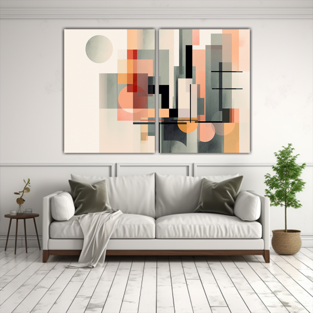 CONJUNTO DE 2 OBRAS DE PARED ABSTRACTAS DURADERAS 100X65 CM - 2