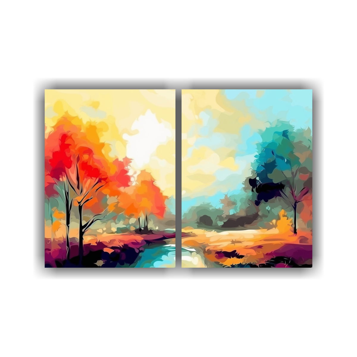 CUADROS NATURALEZA VIBRANTES ESTILO ABSTRACTO. 60X45 CM - 1