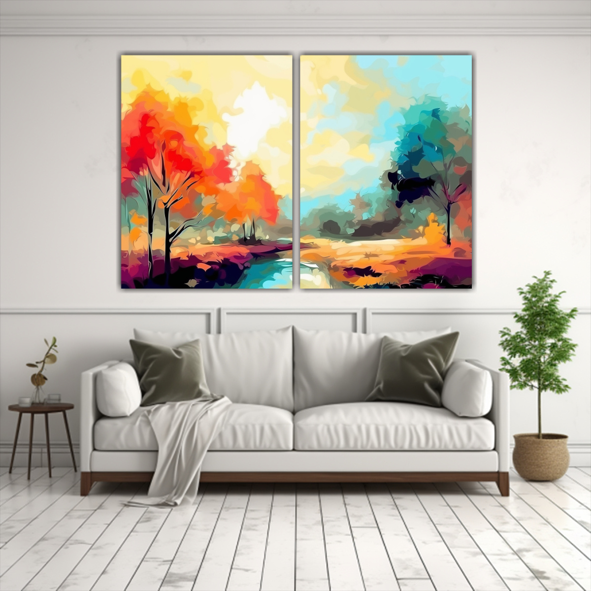 CUADROS NATURALEZA VIBRANTES ESTILO ABSTRACTO. 60X45 CM - 2