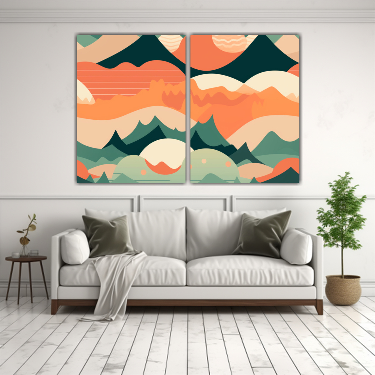 CUADRO ARTE ACUARELA MONTAÑA PAISAJE NATURALEZA 120X80 CM - 2