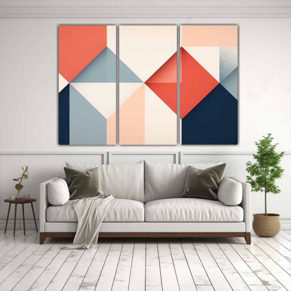 PINTURAS GEOMÉTRICAS MINIMALISTAS EN TRES 240X160 CM - 2