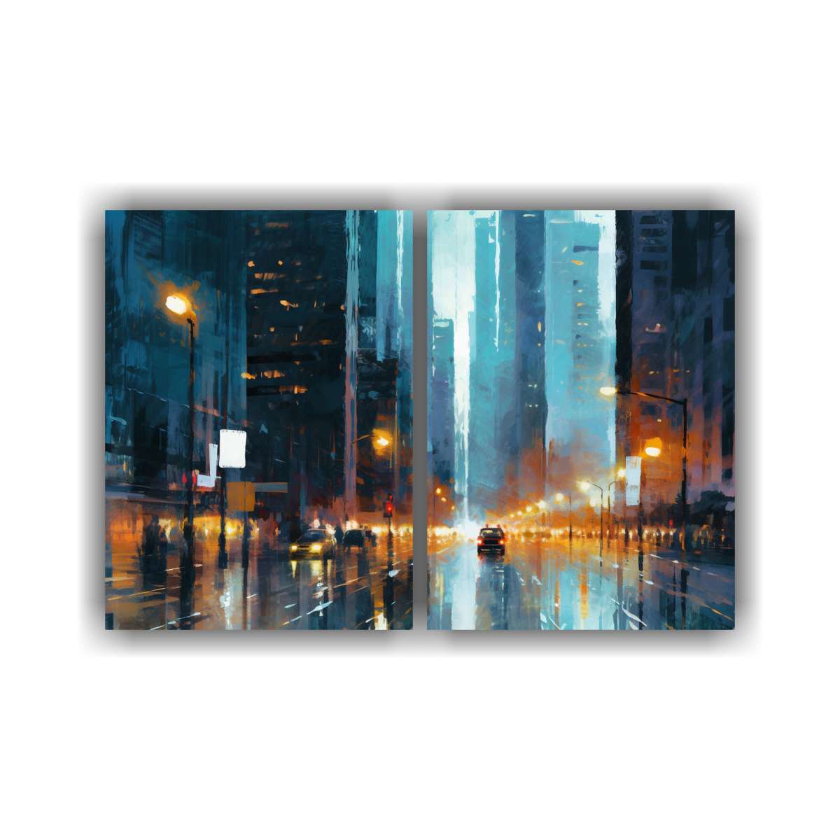 PINTURAS URBANAS DE NOCHE CON LUCES EN 60X40 CM - 1