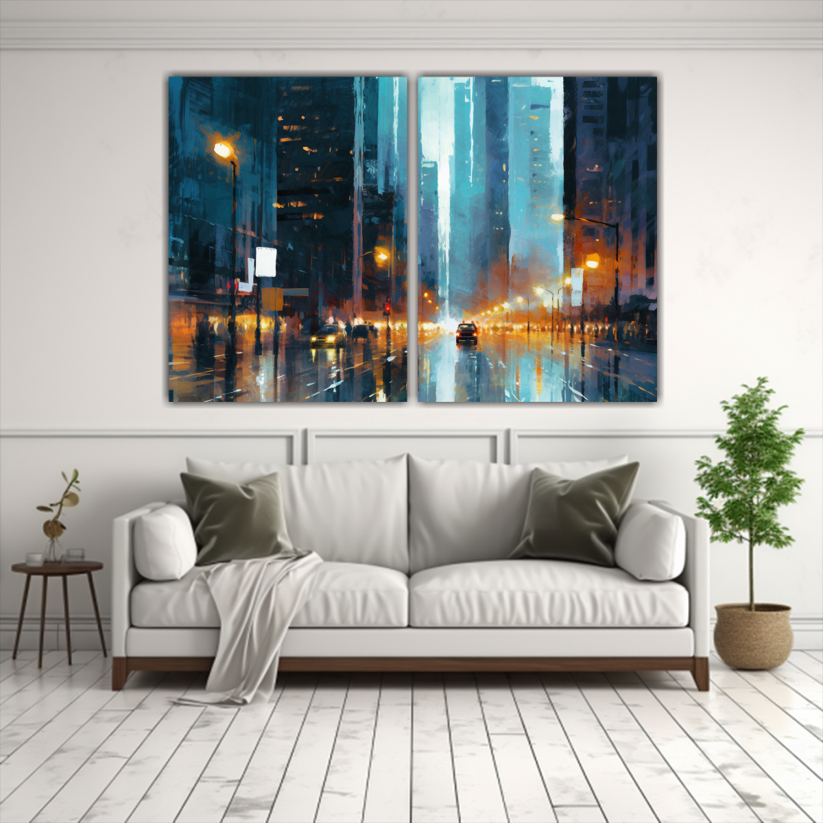 PINTURAS URBANAS DE NOCHE CON LUCES EN 60X40 CM - 2