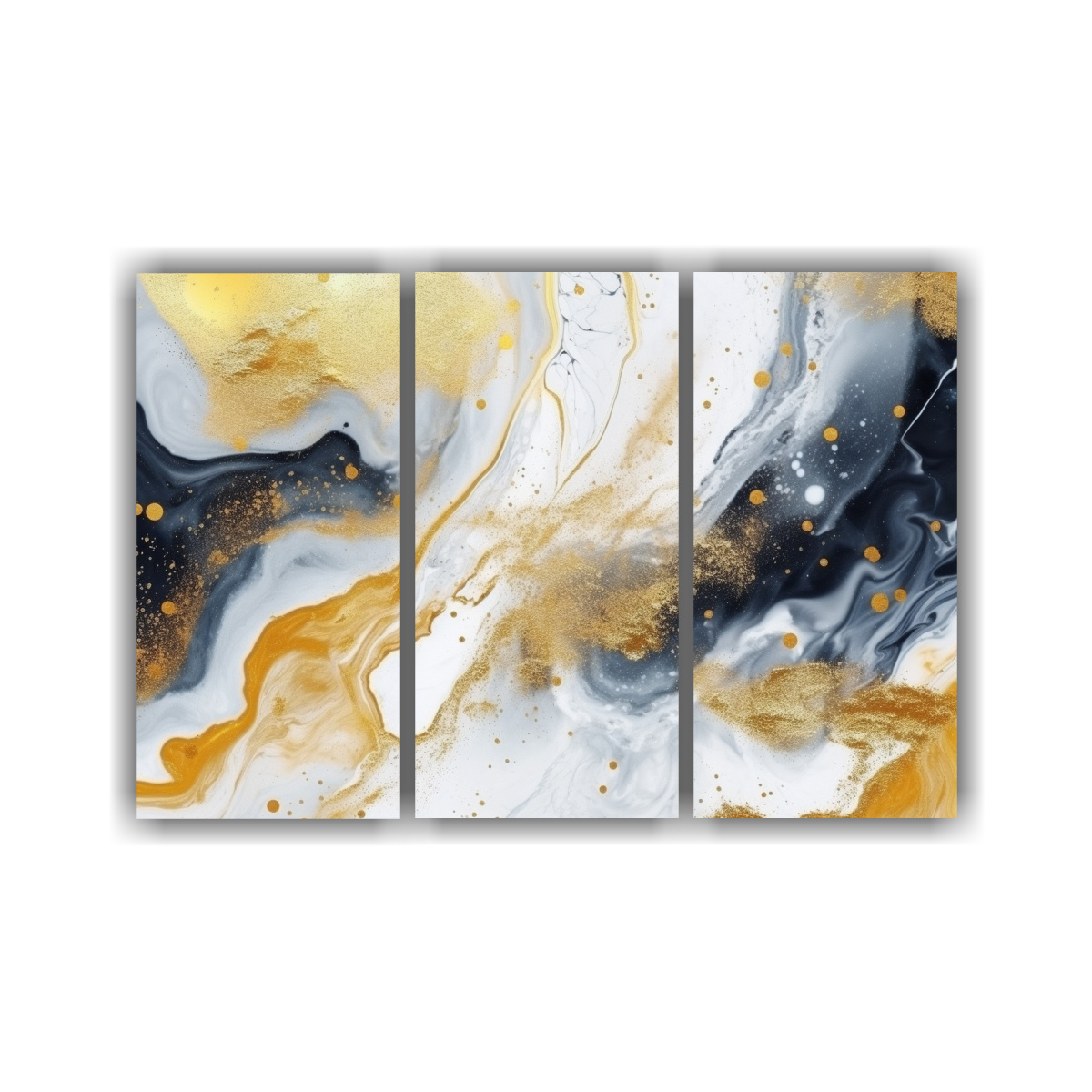 CUADROS ABSTRACTOS MÁRMOL ORO GLITTER MOVIMIENTO 105X70 CM - 1