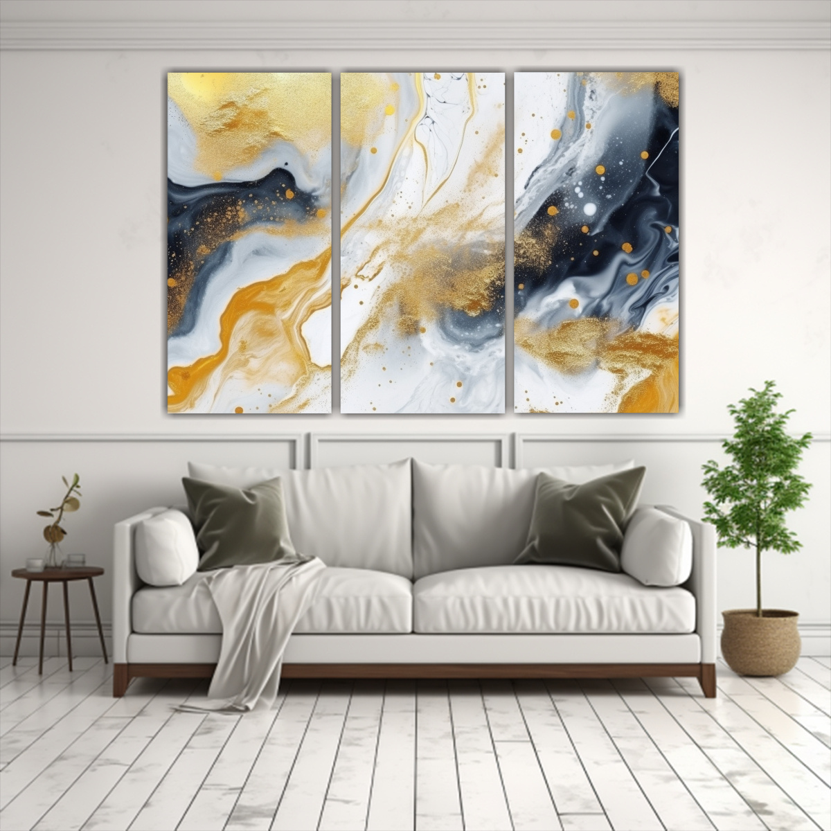 CUADROS ABSTRACTOS MÁRMOL ORO GLITTER MOVIMIENTO 105X70 CM - 2