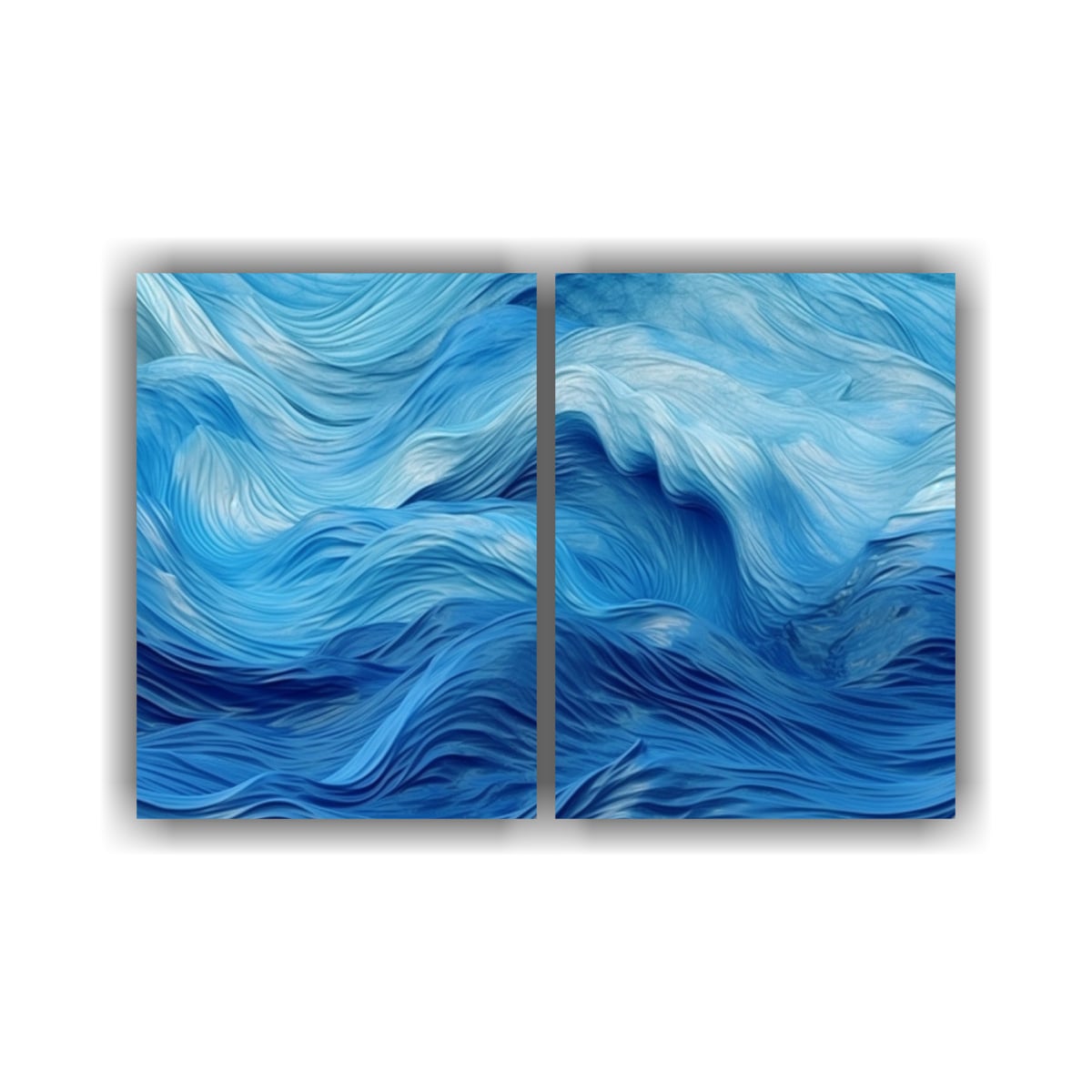 CUADRO DECORATIVO ABSTRACTO DE ONDAS AZULES CON 80X60 CM - 1