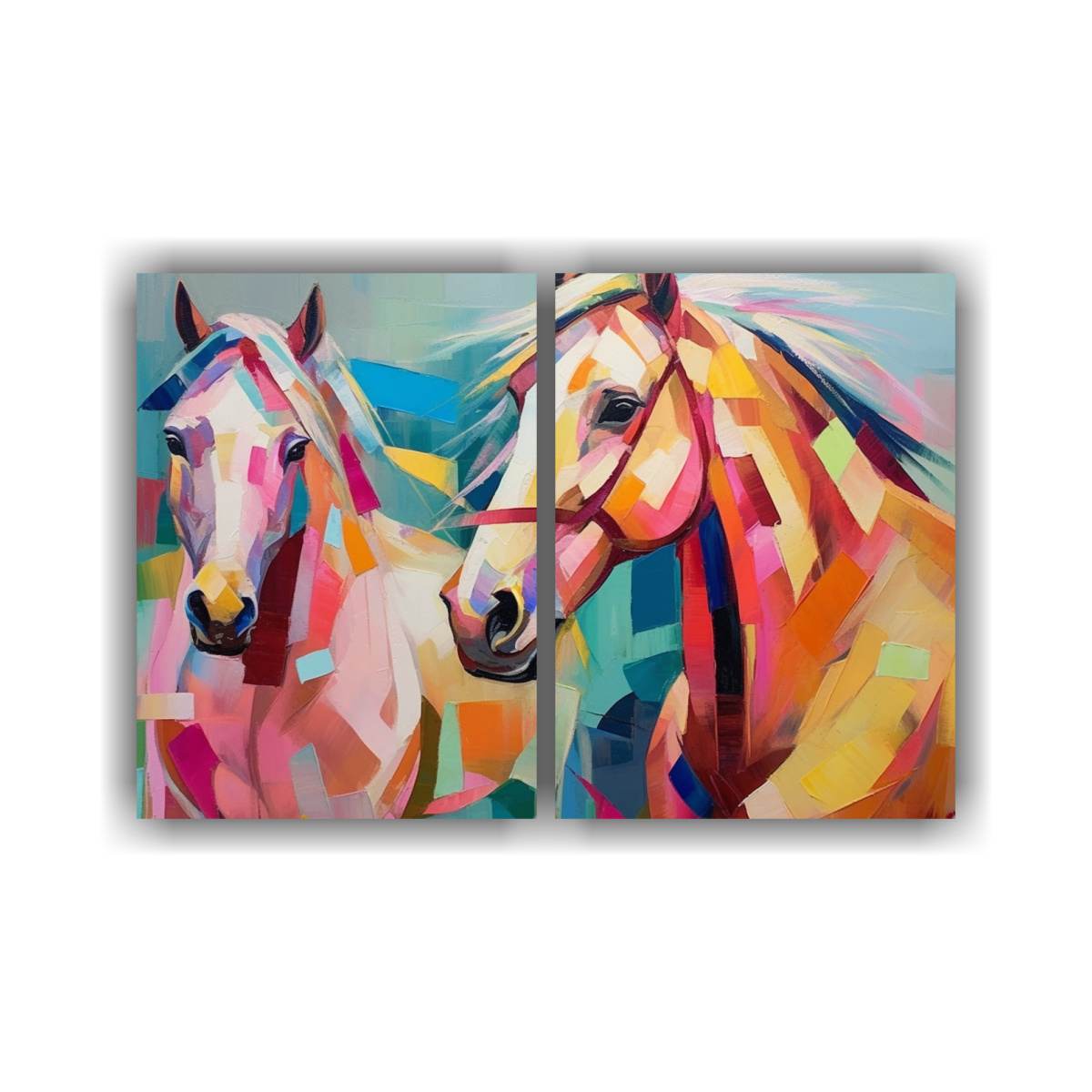 PINTURAS ABSTRACTAS DE CABALLOS EN PAISAJE 120X80 CM - 1
