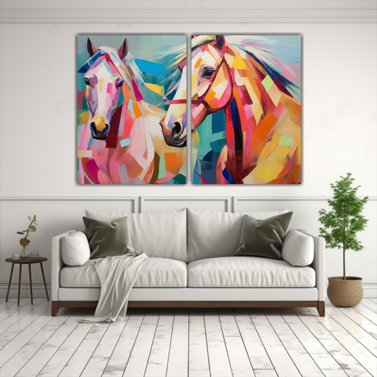 PINTURAS ABSTRACTAS DE CABALLOS EN PAISAJE 120X80 CM - 2