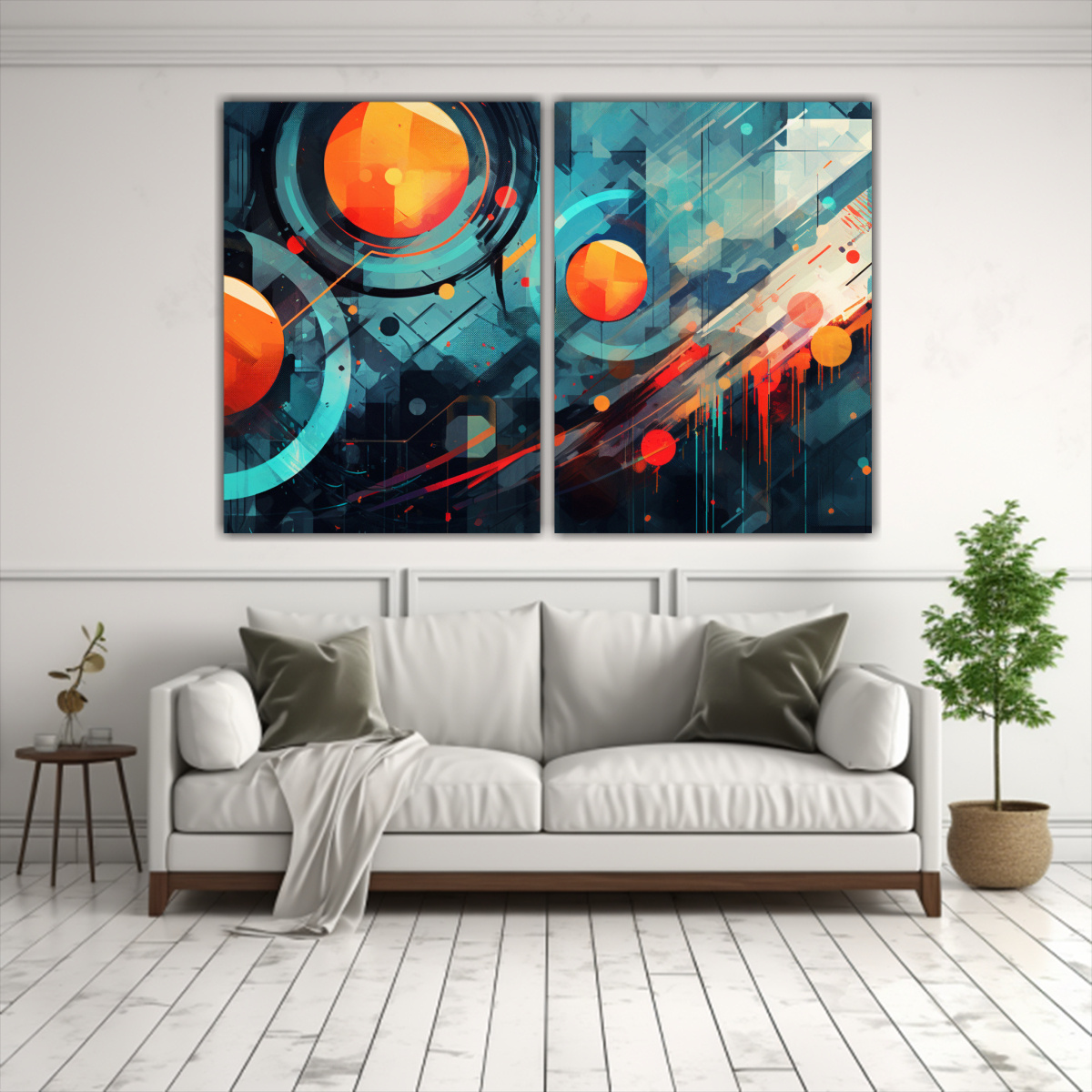 CUADROS ABSTRACTOS INNOVADORES CON CÍRCULOS DE 100X75 CM - 2