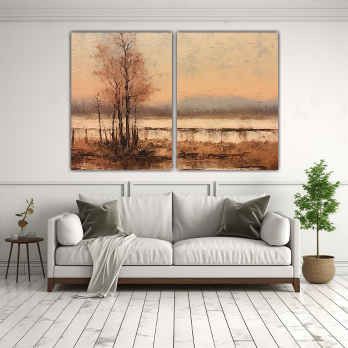 PAISAJE RÚSTICO ORIGINAL EN ÓLEO NEUTRO: 80X60 CM - 2