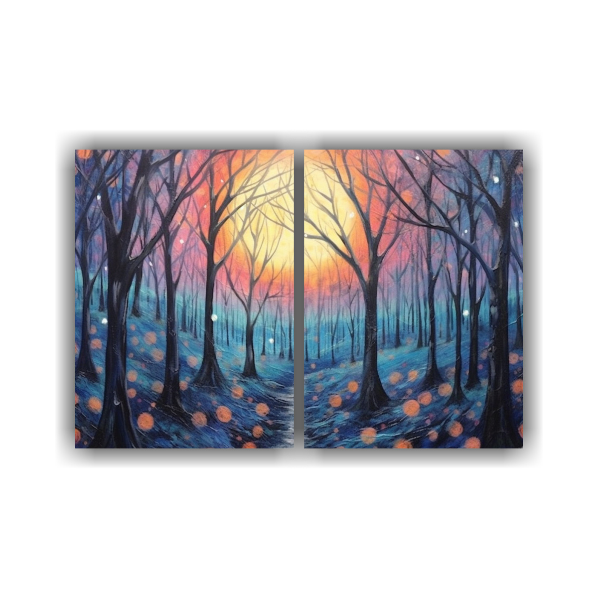PINTURAS DECORATIVAS DE UN BOSQUE ENCANTADO BAJO 160X120 CM - 1