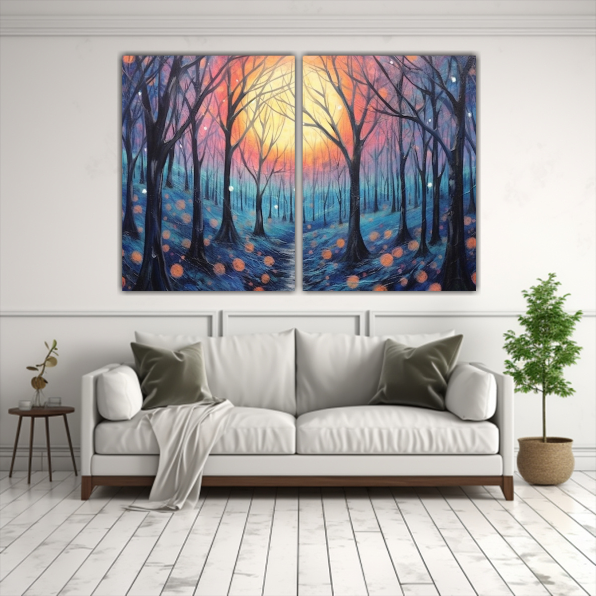 PINTURAS DECORATIVAS DE UN BOSQUE ENCANTADO BAJO 160X120 CM - 2