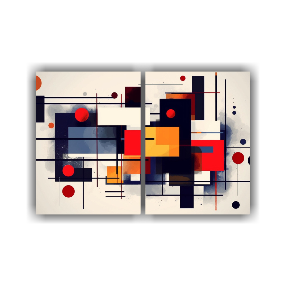 CUADRO GEOMÉTRICO ESTILO PI: DOS TELAS EN 160X120 CM - 1