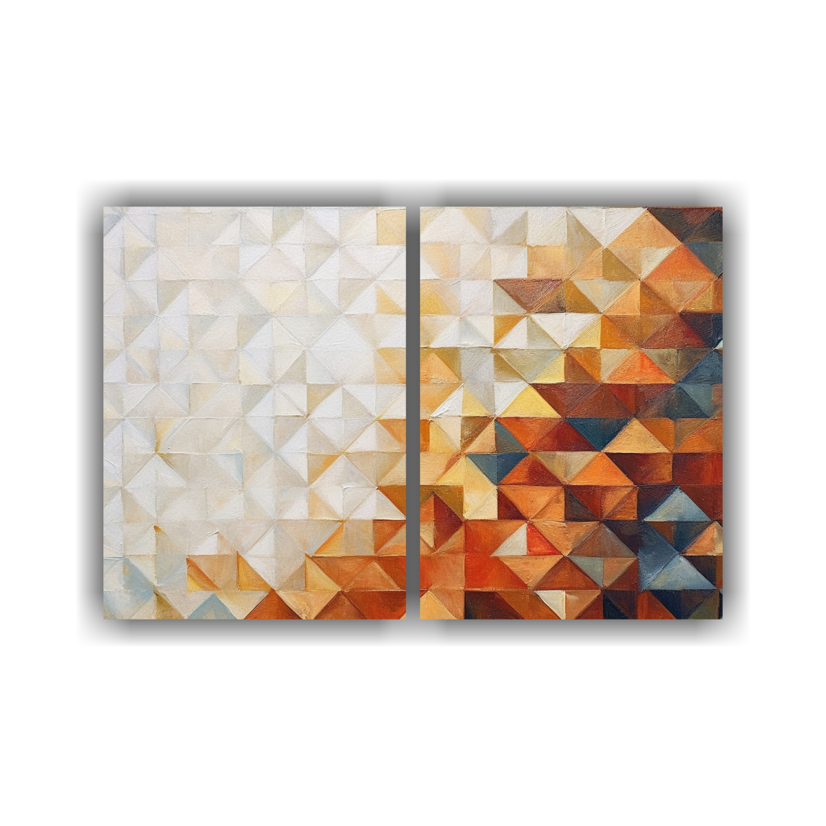 PINTURAS GEOMÉTRICAS RETRO CON TOQUE DORADO PARA 60X45 CM - 1