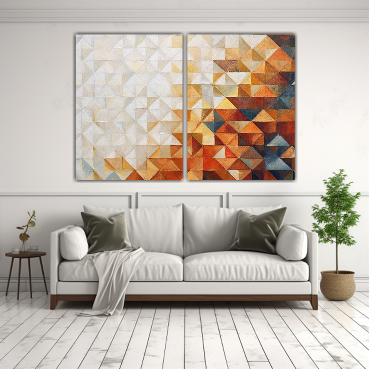 PINTURAS GEOMÉTRICAS RETRO CON TOQUE DORADO PARA 60X45 CM - 2