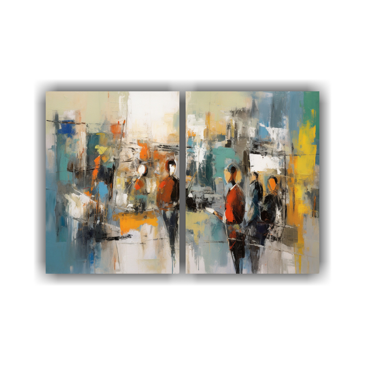 DÍPTICO ABSTRACTO DE HOMBRES Y PERSONAS EN 60X45 CM - 1