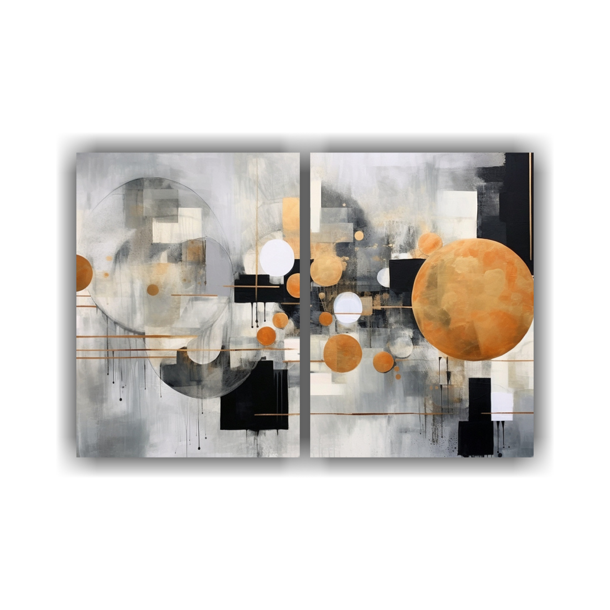 PINTURA ABSTRACTA EN TONOS DE GRIS Y NEGRO, 120X80 CM - 1