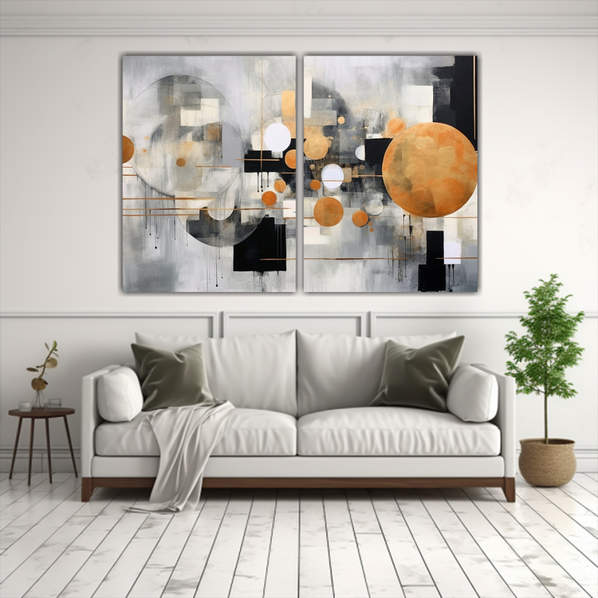 PINTURA ABSTRACTA EN TONOS DE GRIS Y NEGRO, 120X80 CM - 2