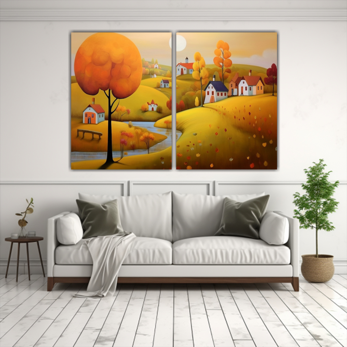 PAISAJE OTOÑAL MODERNO EN DOS CUADROS POR IWONA 100X65 CM - 2