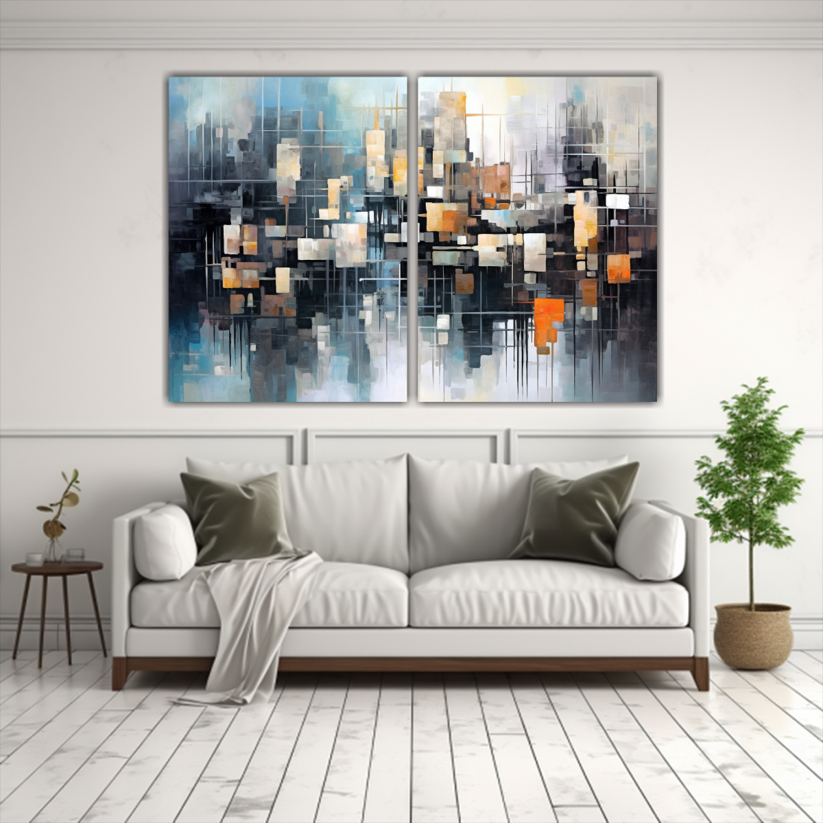PINTURA ABSTRACTA ETÉREA SEMITRANSPARENTE 80X60 CM - 2