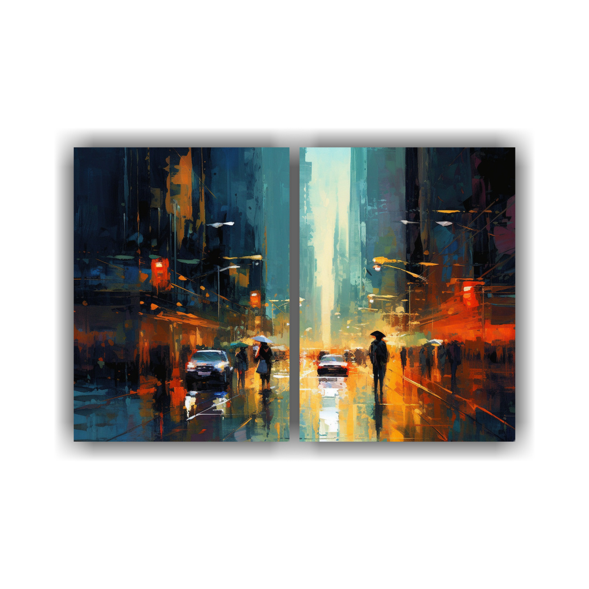 CUADROS URBANOS NOCTURNOS CON LUCES NEÓN Y 80X50 CM - 1