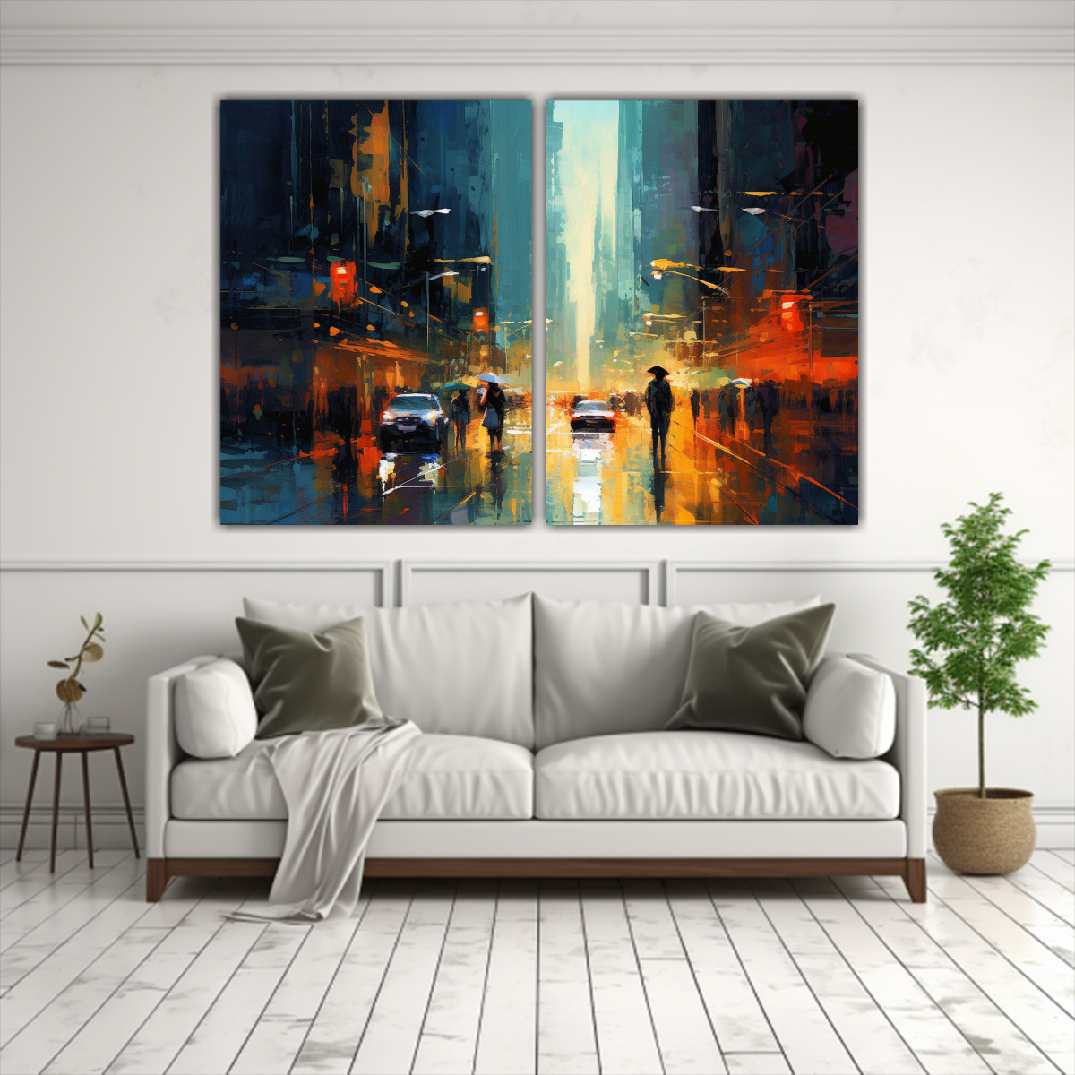 CUADROS URBANOS NOCTURNOS CON LUCES NEÓN Y 80X50 CM - 2