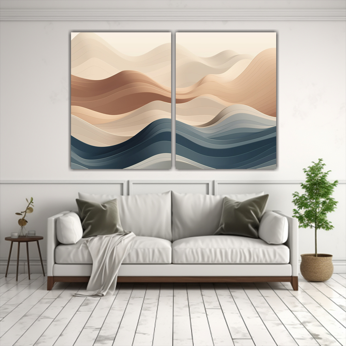 CUADRO MODERNO ABSTRACTO MARRÓN Y BEIGE DE 80X60 CM - 2