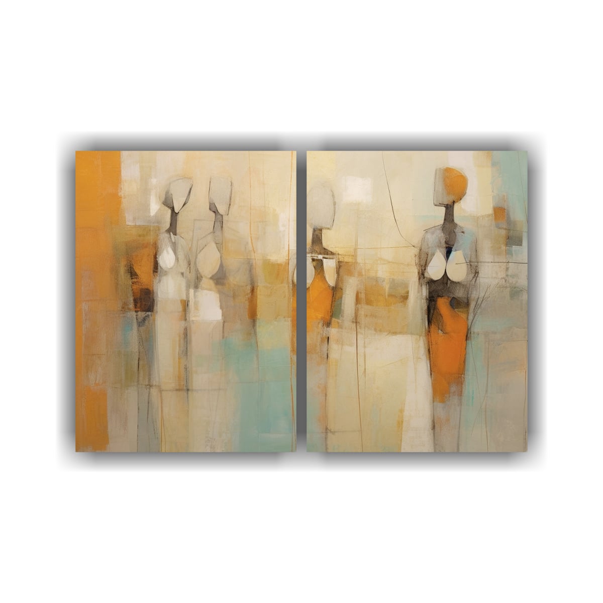 CUADROS ABSTRACTOS MODERNOS LIVING FIGURAS 80X50 CM - 1