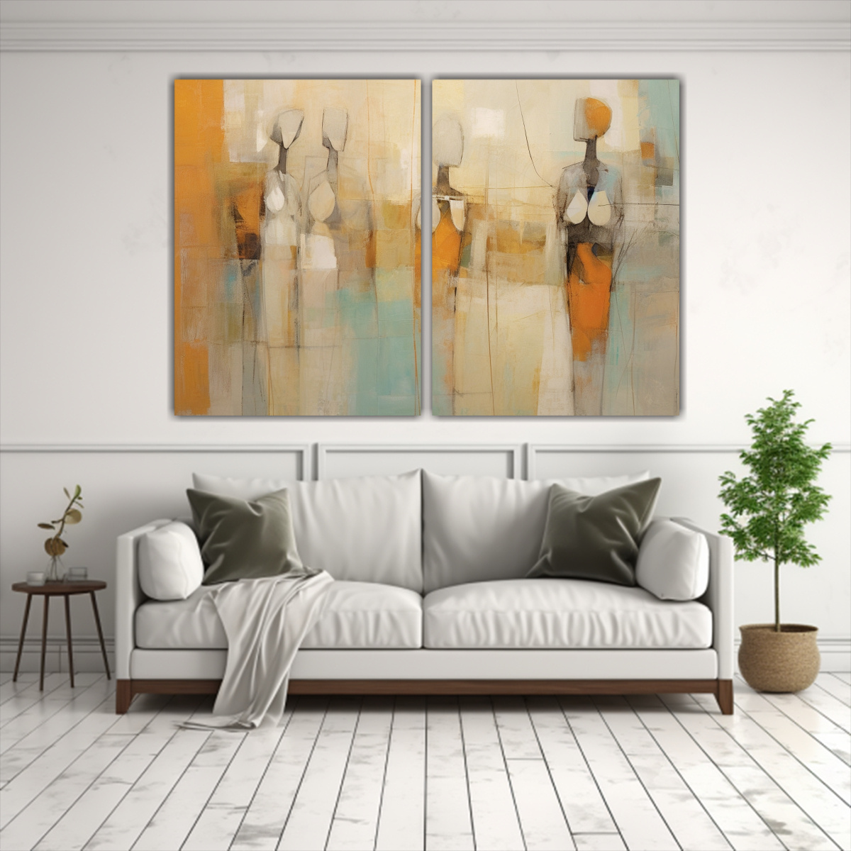 CUADROS ABSTRACTOS MODERNOS LIVING FIGURAS 80X50 CM - 2