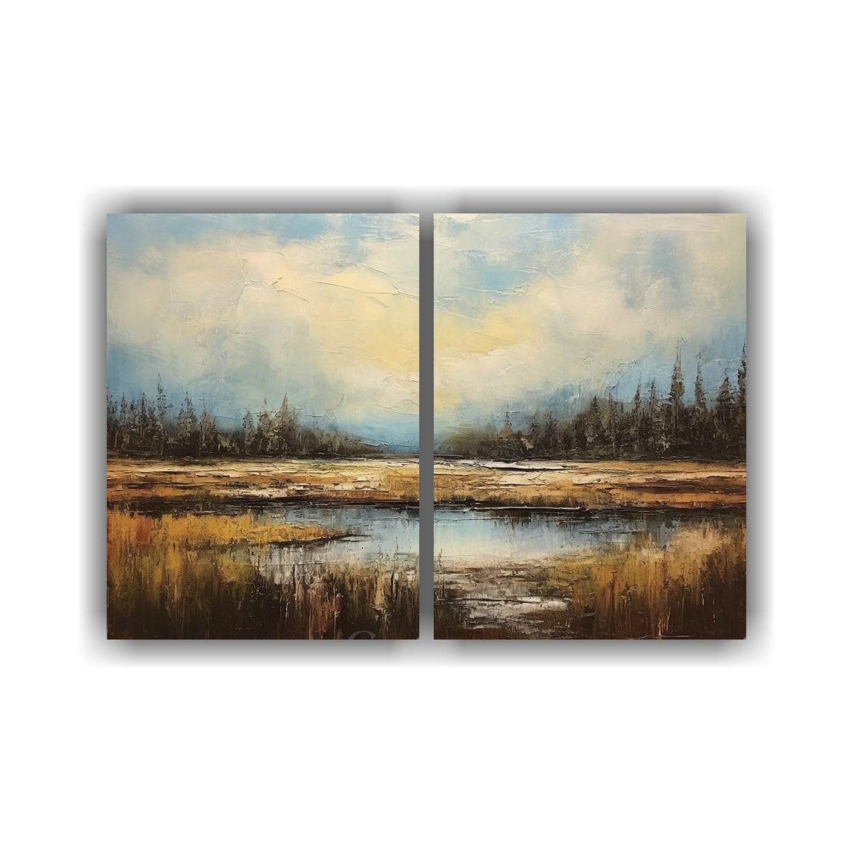 PINTURA AL ÓLEO ABSTRACTA PAISAJE NATURAL 160X120 CM - 1