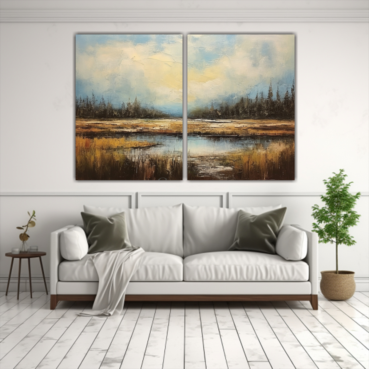 PINTURA AL ÓLEO ABSTRACTA PAISAJE NATURAL 160X120 CM - 2