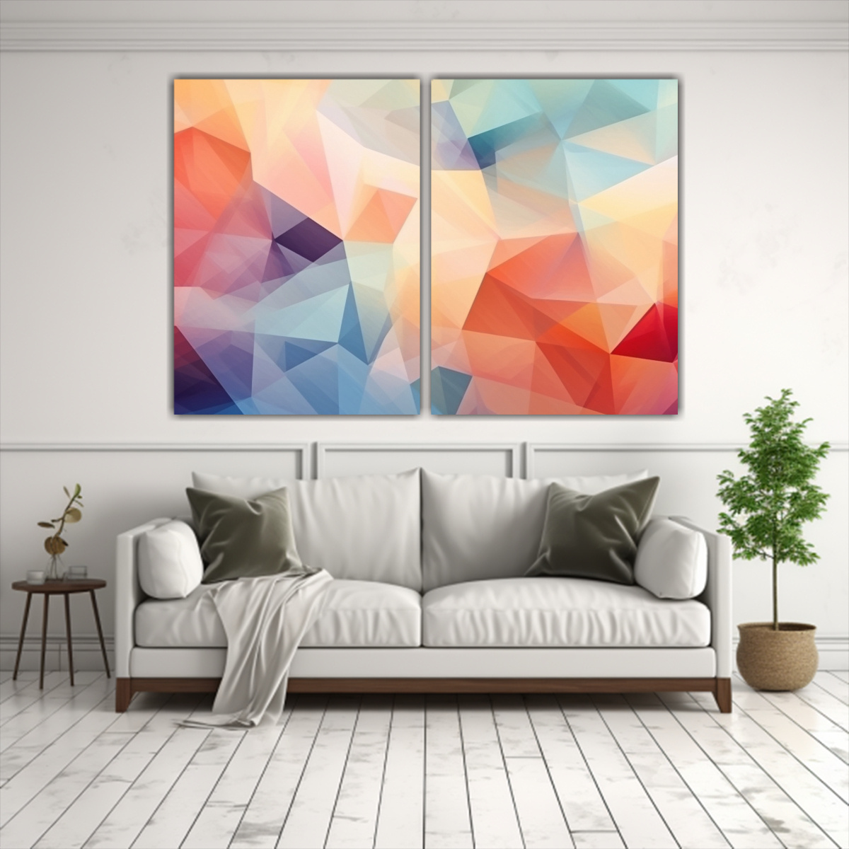 CUADROS TELA GEOMÉTRICOS COLORES PASTEL EN 40X30 CM - 2