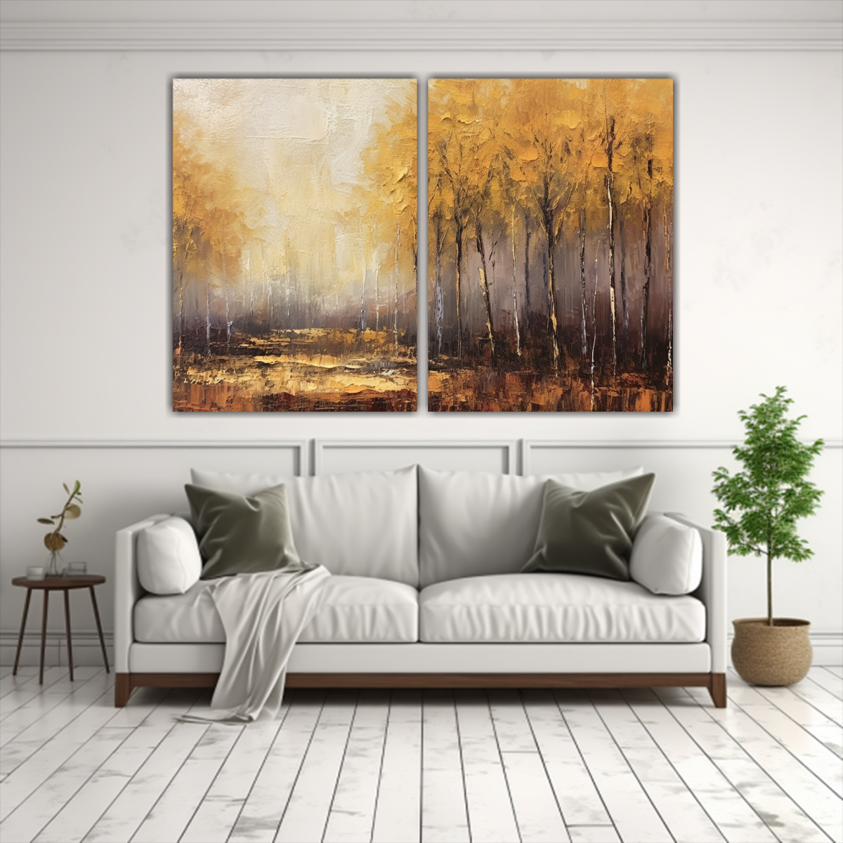 PINTURA ABSTRACTA AL ÓLEO DE PAISAJE OTOÑAL EN 160X120 CM - 2