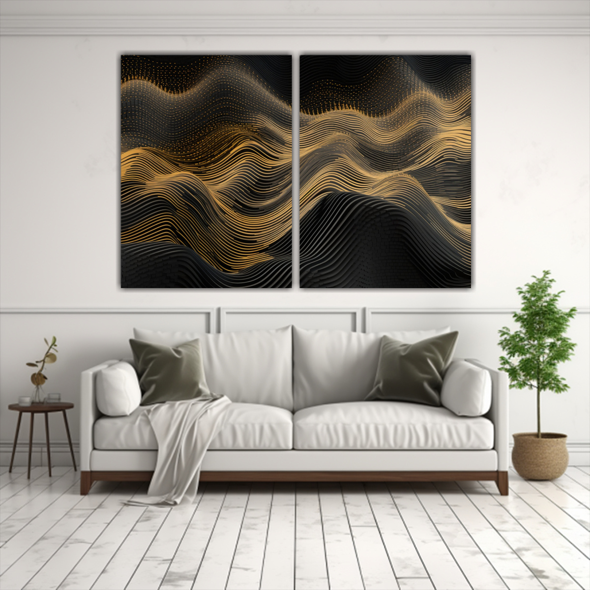 CUADROS GALERÍA SIMÉTRICOS ONDAS MUSICALES EN 100X65 CM - 2