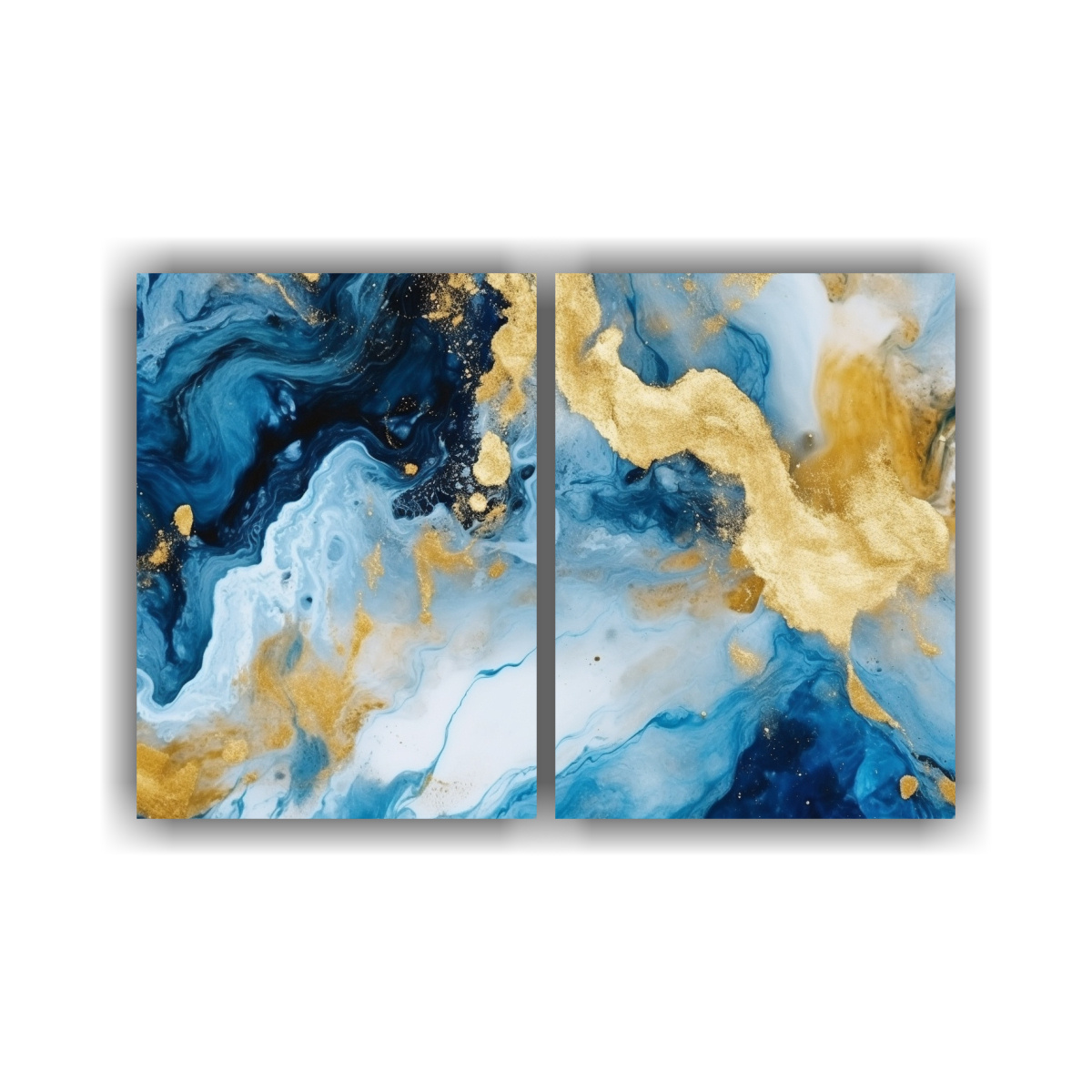 CUADROS ABSTRACTOS DE AMBIENTE INTENSO AZUL Y ORO 100X65 CM - 1