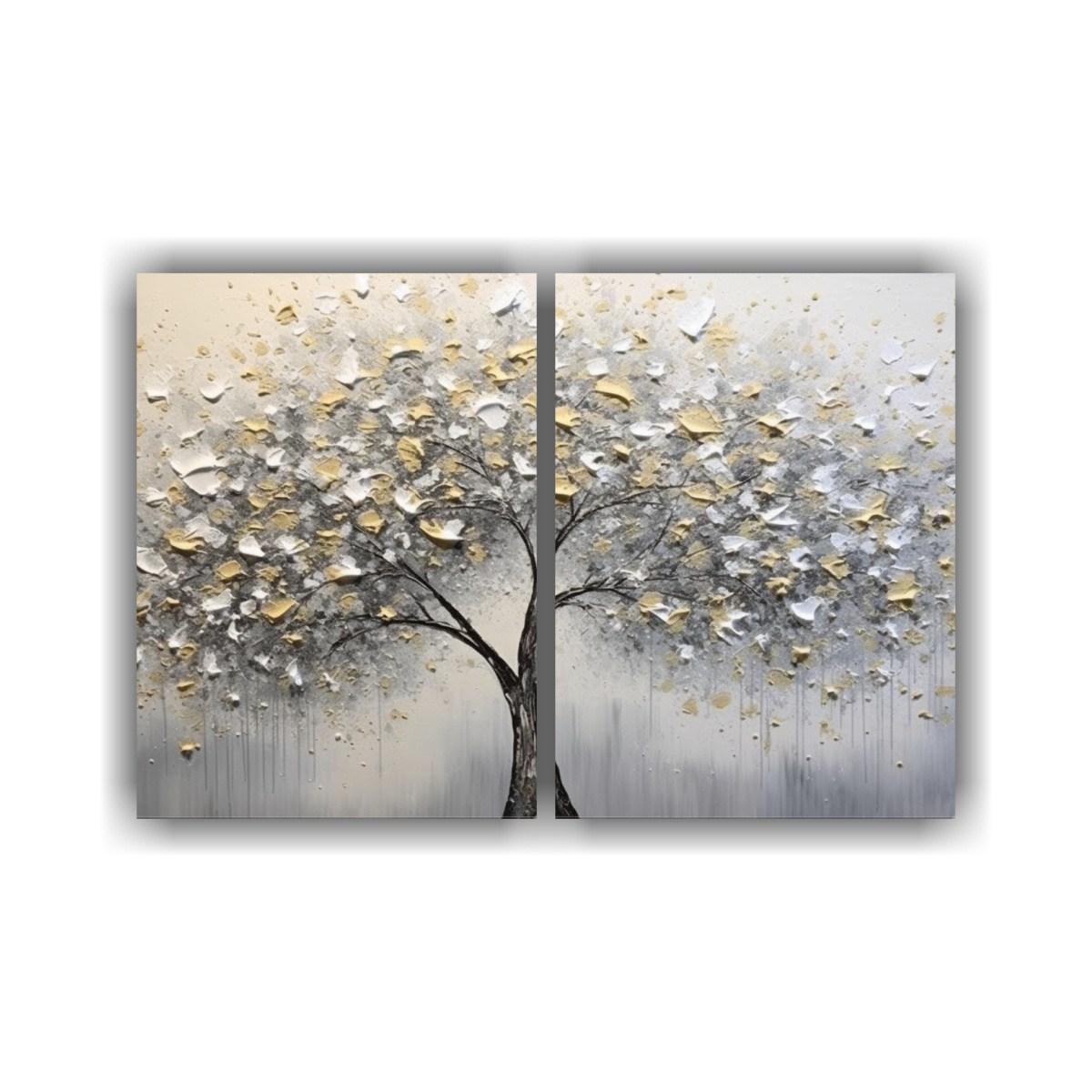 PINTURA AL ÓLEO ABSTRACTA PAISAJE TORRE ÁRBOL 2 100X65 CM - 1