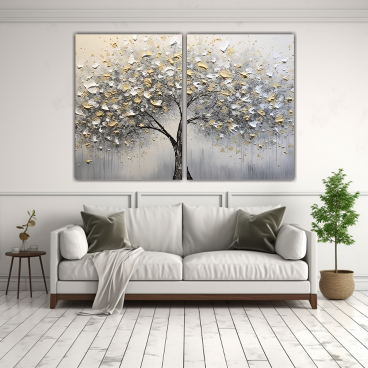 PINTURA AL ÓLEO ABSTRACTA PAISAJE TORRE ÁRBOL 2 100X65 CM - 2