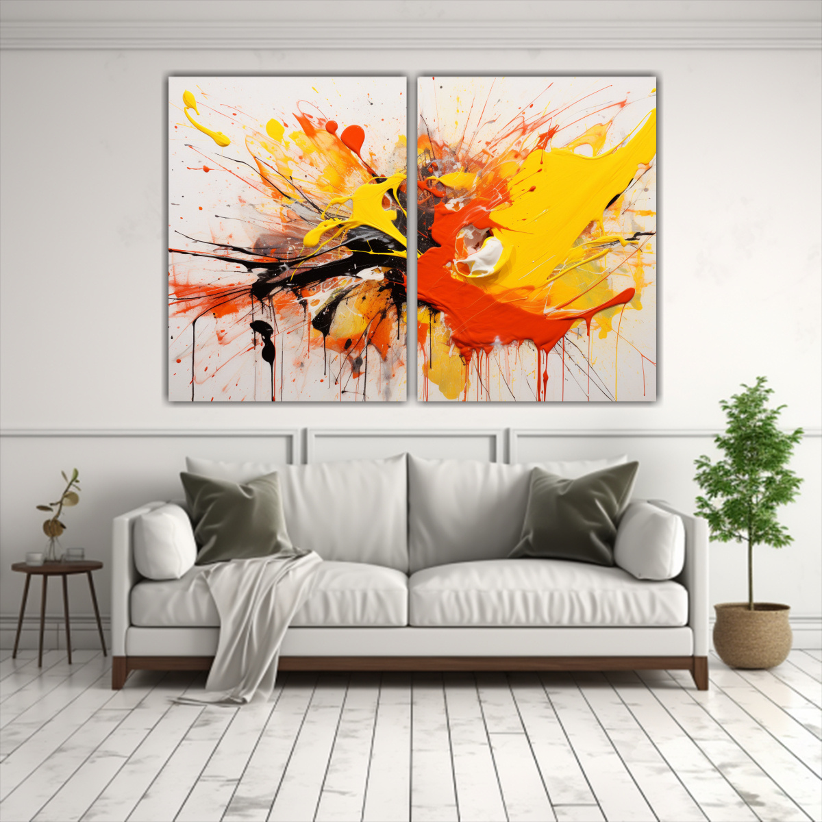 PINTURA ABSTRACTA EQUILIBRADA EN NARANJA Y 60X40 CM - 2