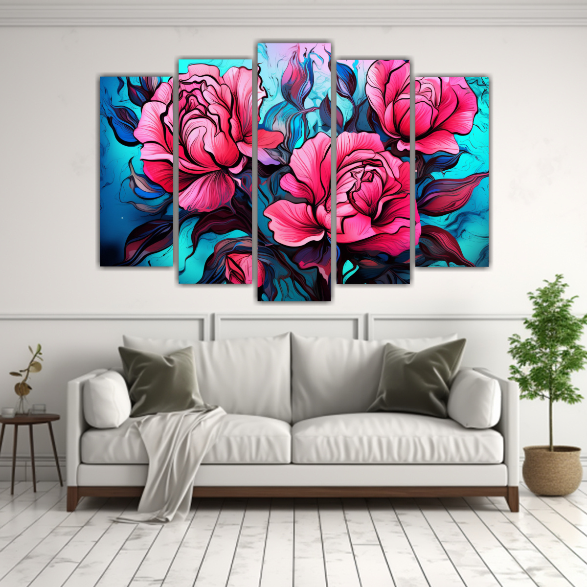 PINTURAS DECORATIVAS MINIMALISTAS EN TURQUESA Y 150X100 CM - 2