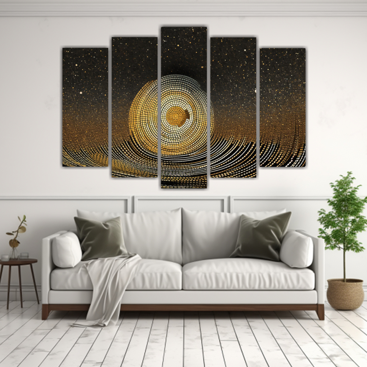 CONJUNTO 5 CUADROS TELA ESTILO ANNI ALBERS Y 125X75 CM - 2
