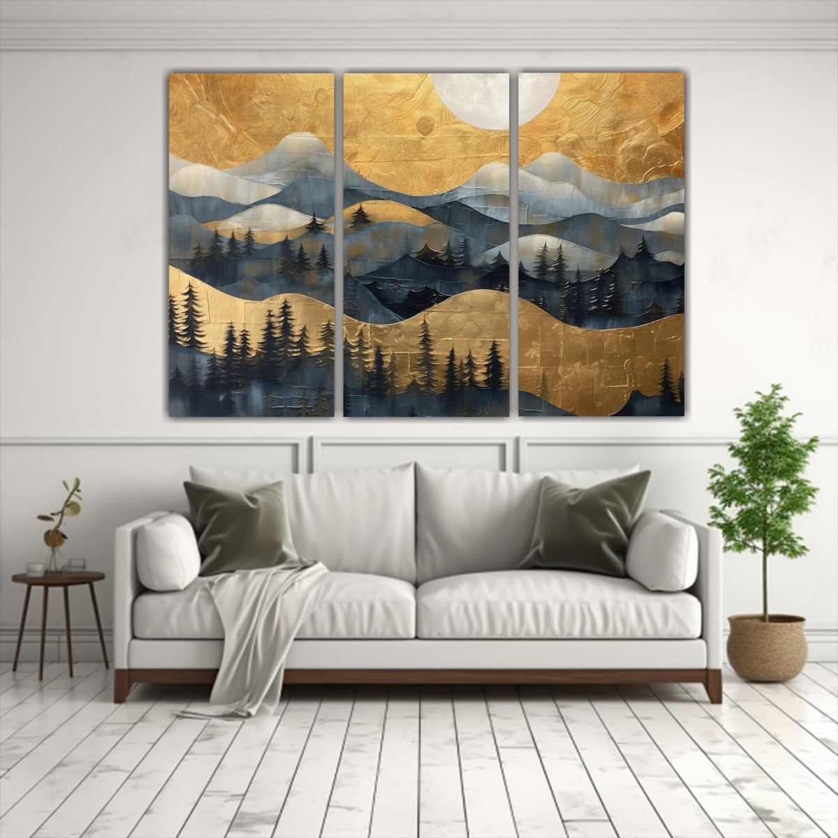 PINTURA ACUARELA MONTAÑAS ESTILO NATURAL, ARTE 240X160 CM - 2