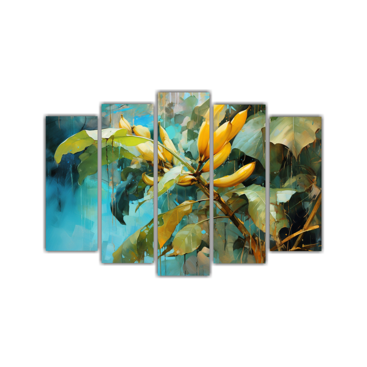CUADRO ABSTRACTO: CINCO LIENZOS DE TELA PATRÓN 100X65 CM - 1