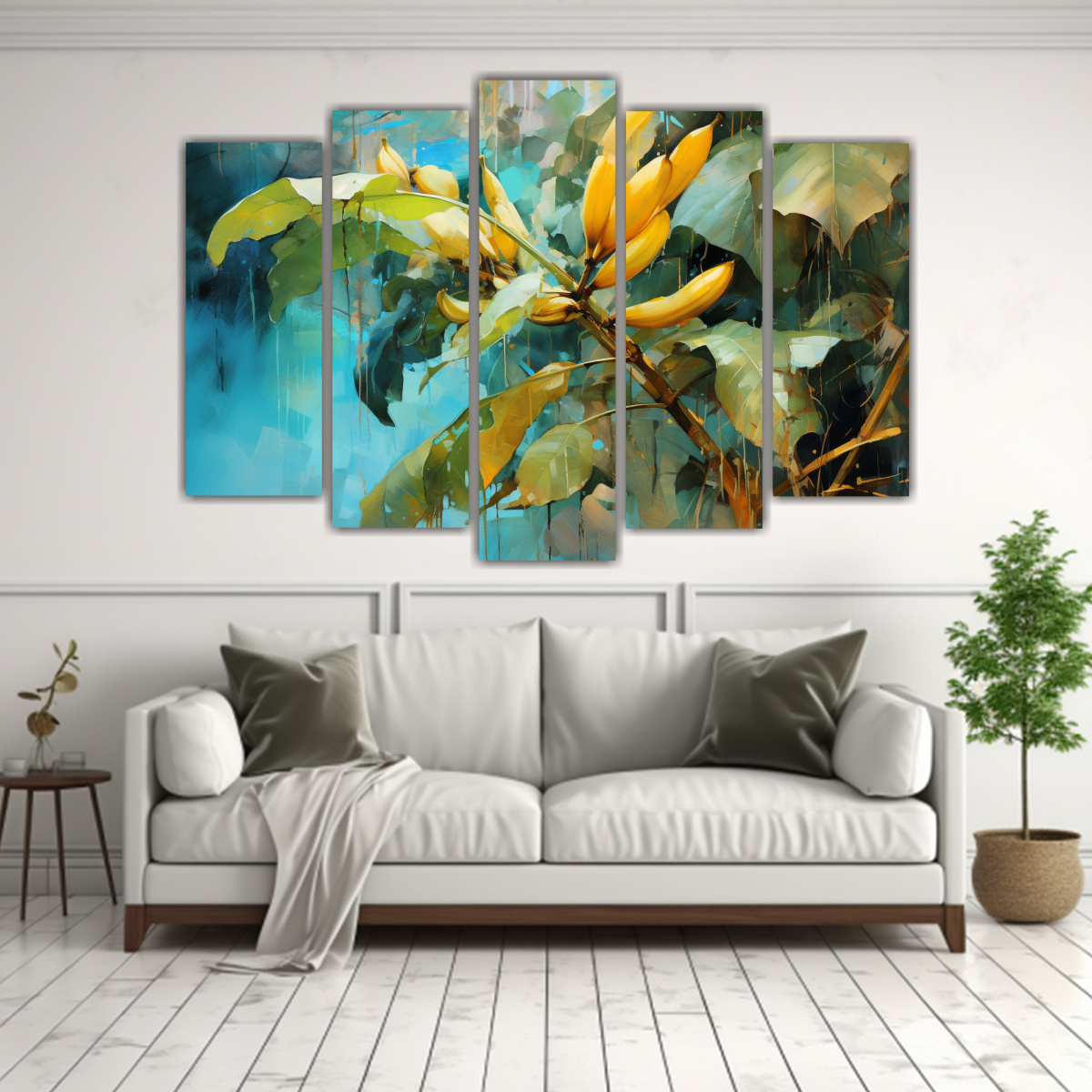 CUADRO ABSTRACTO: CINCO LIENZOS DE TELA PATRÓN 100X65 CM - 2