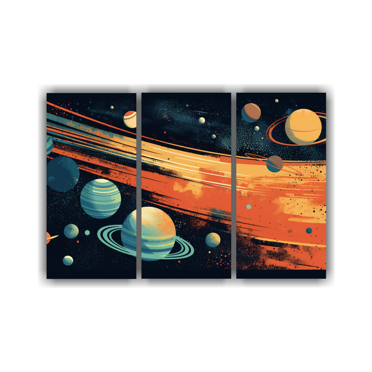ARTE PARED PATRON INTENSO SISTEMA SOLAR ESPACIO 75X50 CM - 1