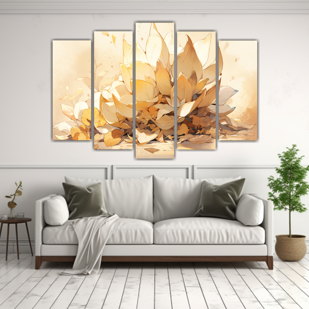 PINTURA ABSTRACTA ACUARELA ALCACHOFA DE JERUSALÉN 125X75 CM - 2